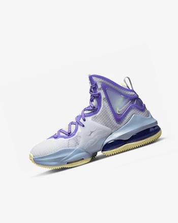 Blue / Purple Girls' Nike LeBron 19 Basketball Shoes | UK4493