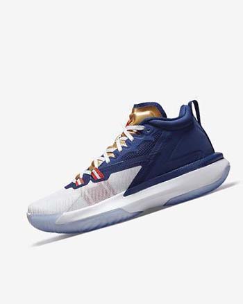 Blue / White / Metal Gold Men's Nike Zion 1 Basketball Shoes | UK2306