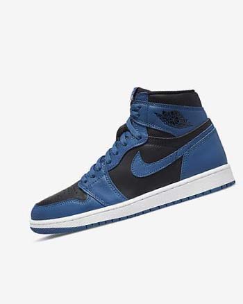 Dark Blue / White / Black Men's Nike Air Jordan 1 Retro High OG Sneakers | UK4649