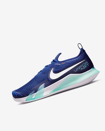 Deep Royal Blue / Turquoise / Orange / White Men's Nike Court React Vapor NXT Tennis Shoes | UK5218