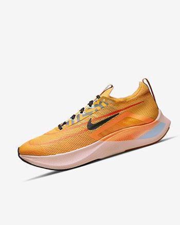 Gold / Orange / Black Men's Nike Zoom Fly 4 Running Shoes | UK5109