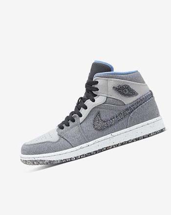 Grey / Black / Blue / Blue Men's Nike Air Jordan 1 Mid SE Sneakers | UK3128