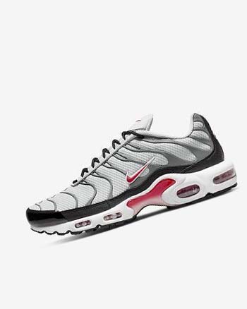 Grey / Black / Red Men's Nike Air Max Plus Sneakers | UK1120