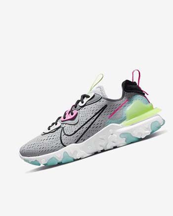 Grey / Grey / Pink / Black Women's Nike React Vision Running Shoes | UK2925