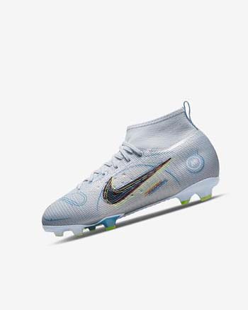 Grey / Light Blue / Blue Girls' Nike Jr. Mercurial Superfly 8 Pro FG Football Boots | UK2587