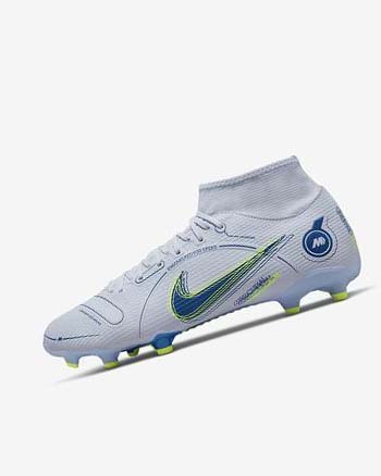 Grey / Light Blue / Dark Blue Men's Nike Mercurial Superfly 8 Academy MG Football Boots | UK1139