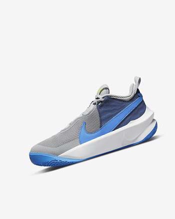 Grey / Navy / Green / Blue Boys' Nike Team Hustle D 10 Basketball Shoes | UK2897