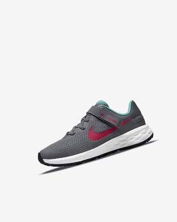 Grey / Turquoise / Red Boys' Nike Revolution 6 FlyEase Shoes | UK3158