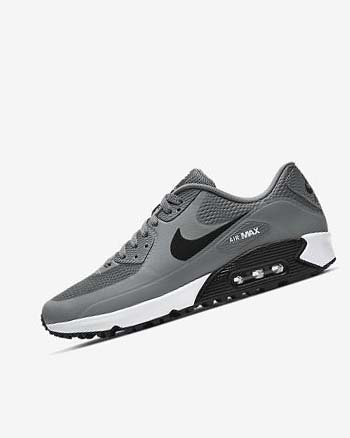 Grey / White / Black Men's Nike Air Max 90 G Golf Shoes | UK2296