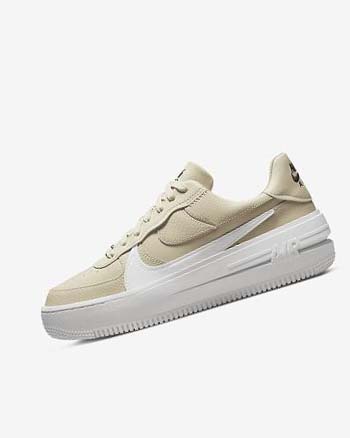 Khaki / White / Black Women's Nike Air Force 1 PLT.AF.ORM Sneakers | UK5150