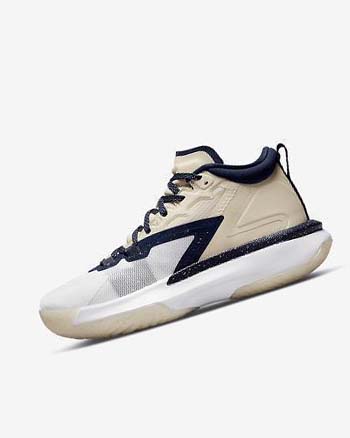 Khaki / White / Navy Men's Nike Zion 1 Basketball Shoes | UK4720