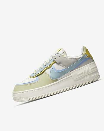 Light Blue / Olive Women's Nike AF-1 Shadow Sneakers | UK2476