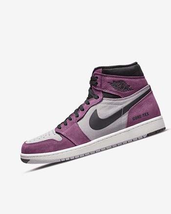 Light Burgundy / Grey / Black / Red Men's Nike Air Jordan 1 Sneakers | UK2983