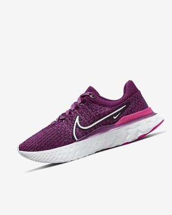 Light Burgundy / Pink / White Women's Nike React Infinity Run Flyknit 3 Running Shoes | UK2405