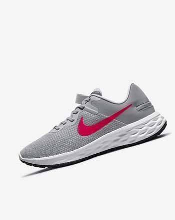 Light Grey / Grey / Dark Grey / Red Men's Nike Revolution 6 FlyEase Next Nature Running Shoes | UK2709