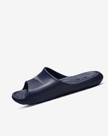 Navy / White Men's Nike Victori One Slides | UK4855