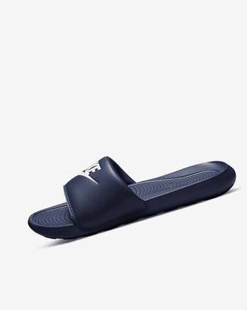 Navy / White Men's Nike Victori One Slides | UK5048