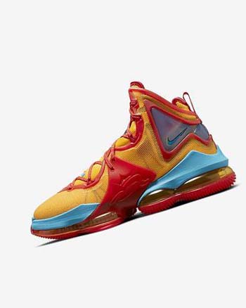 Orange / Gold / Red / Light Blue Men's Nike LeBron 19 Basketball Shoes | UK5139