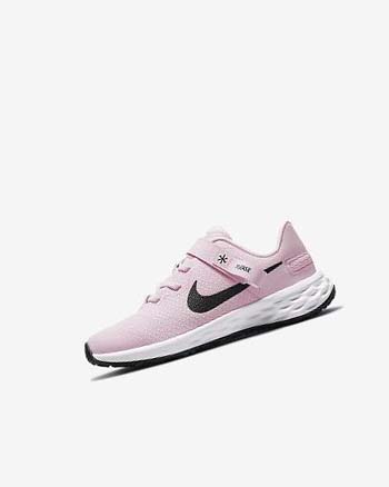 Pink / Black Girls' Nike Revolution 6 FlyEase Shoes | UK3029