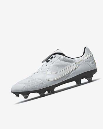 Platinum / Black / Metal Gold / White Men's Nike The Premier 3 SG-PRO Anti-Clog Traction Football Boots | UK5311