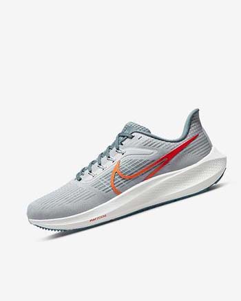 Platinum / Orange Men's Nike Air Zoom Pegasus 39 Running Shoes | UK4853