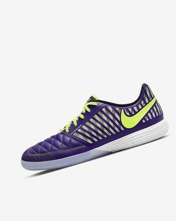 Purple / Black / White Men's Nike Lunar Gato II IC Football Shoes | UK5442