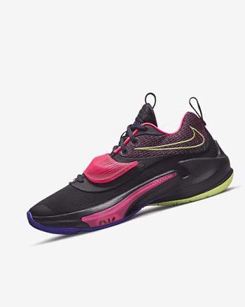 Purple / Pink / Purple / Light Lemon Women's Nike Zoom Freak 3 Basketball Shoes | UK2714