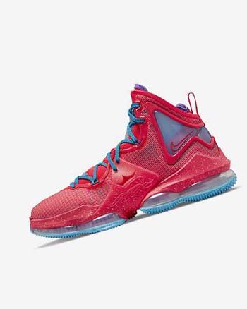 Red / Blue / Purple / Red Men's Nike LeBron 19 Basketball Shoes | UK2386