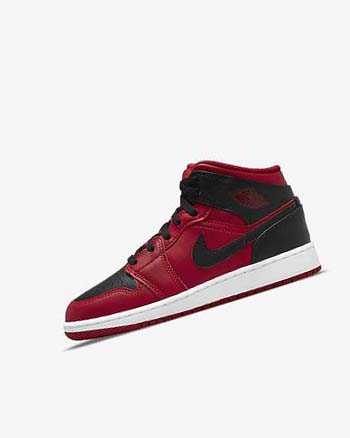 Red / White / Black Boys' Nike Air Jordan 1 Mid Sneakers | UK4817