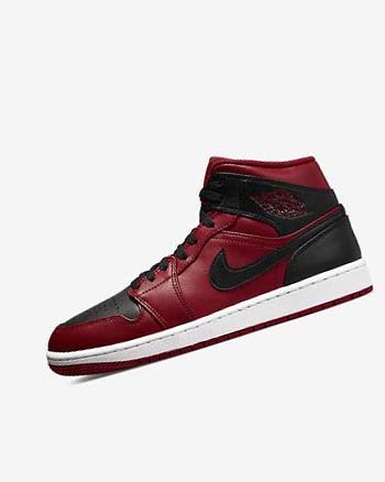 Red / White / Black Men's Nike Air Jordan 1 Mid Sneakers | UK3248