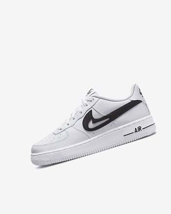 White / Black Girls' Nike Air Force 1 Sneakers | UK2510