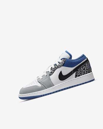 White / Black / Grey / Dark Blue Boys' Nike Air Jordan 1 Low SE Sneakers | UK1162