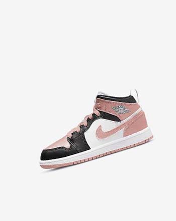 White / Black / Light Girls' Nike Jordan 1 Mid Shoes | UK2272