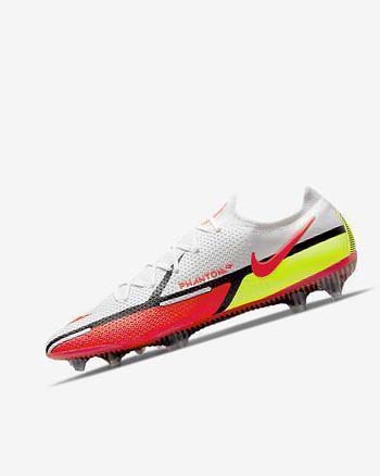 White / Black / Light Red Men's Nike Phantom GT2 Elite FG Football Boots | UK4929