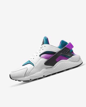 White / Black Men's Nike Air Huarache Sneakers | UK2393