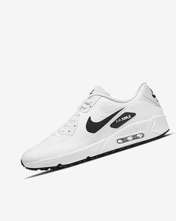 White / Black Men's Nike Air Max 90 G Golf Shoes | UK3268