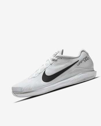 White / Black Men's Nike Court Air Zoom Vapor Pro Tennis Shoes | UK4724