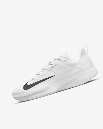 White / Black Men's Nike Court Vapor Lite Tennis Shoes | UK5343