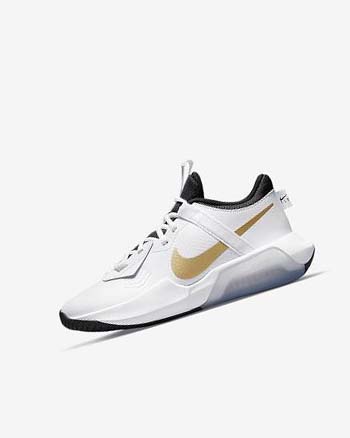 White / Black / Metal Gold Girls' Nike Air Zoom Crossover Basketball Shoes | UK2704