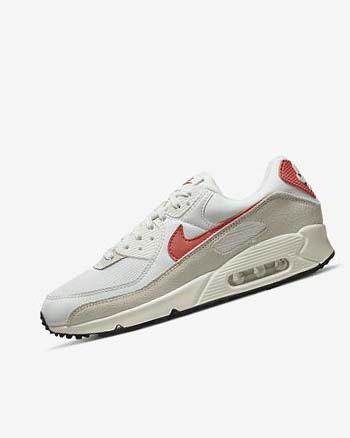 White / Black / Orange Women's Nike Air Max 90 Casual Shoes | UK3185