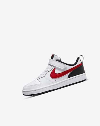 White / Black / Red Boys' Nike Court Borough Low 2 Shoes | UK3168