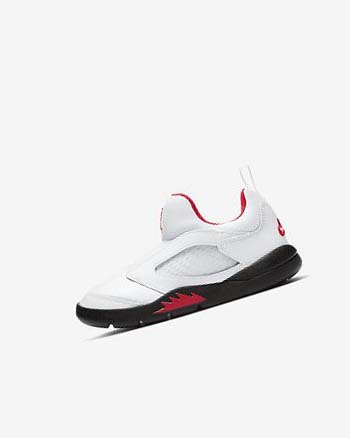 White / Black / Red Boys' Nike Jordan 5 Retro Little Flex Shoes | UK3160