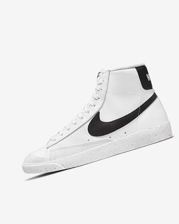 White / Black Women's Nike Blazer Mid '77 Next Nature Sneakers | UK5463