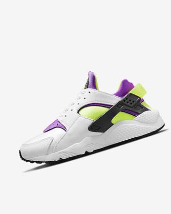 White / Black / Yellow Women's Nike Air Huarache Sneakers | UK2287