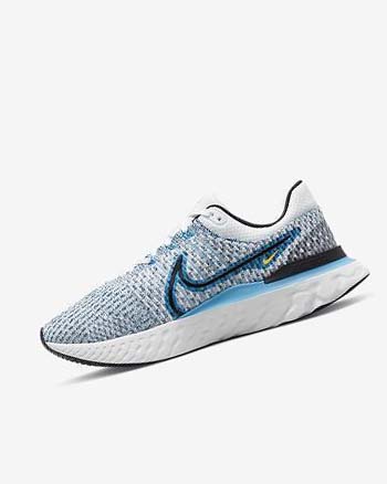 White / Blue / Blue / Black Men's Nike React Infinity Run Flyknit 3 Running Shoes | UK5600