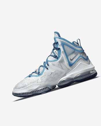 White / Blue / Blue Men's Nike LeBron 19 Basketball Shoes | UK4733