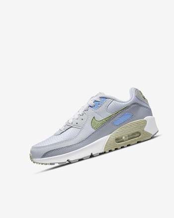 White / Blue / Grey Boys' Nike Air Max 90 Casual Shoes | UK5016