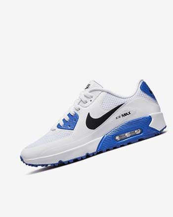 White / Blue / Platinum / Black Men's Nike Air Max 90 G Golf Shoes | UK2782