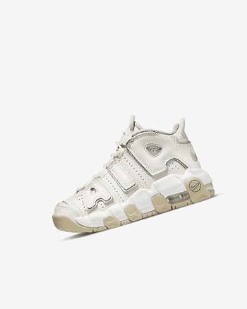 White / Brown / Light Boys' Nike Air More Uptempo Basketball Shoes | UK5305