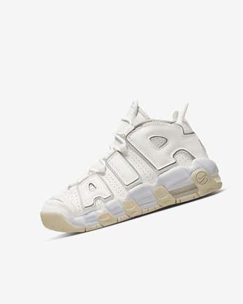 White / Brown / Light Girls' Nike Air More Uptempo Sneakers | UK4775